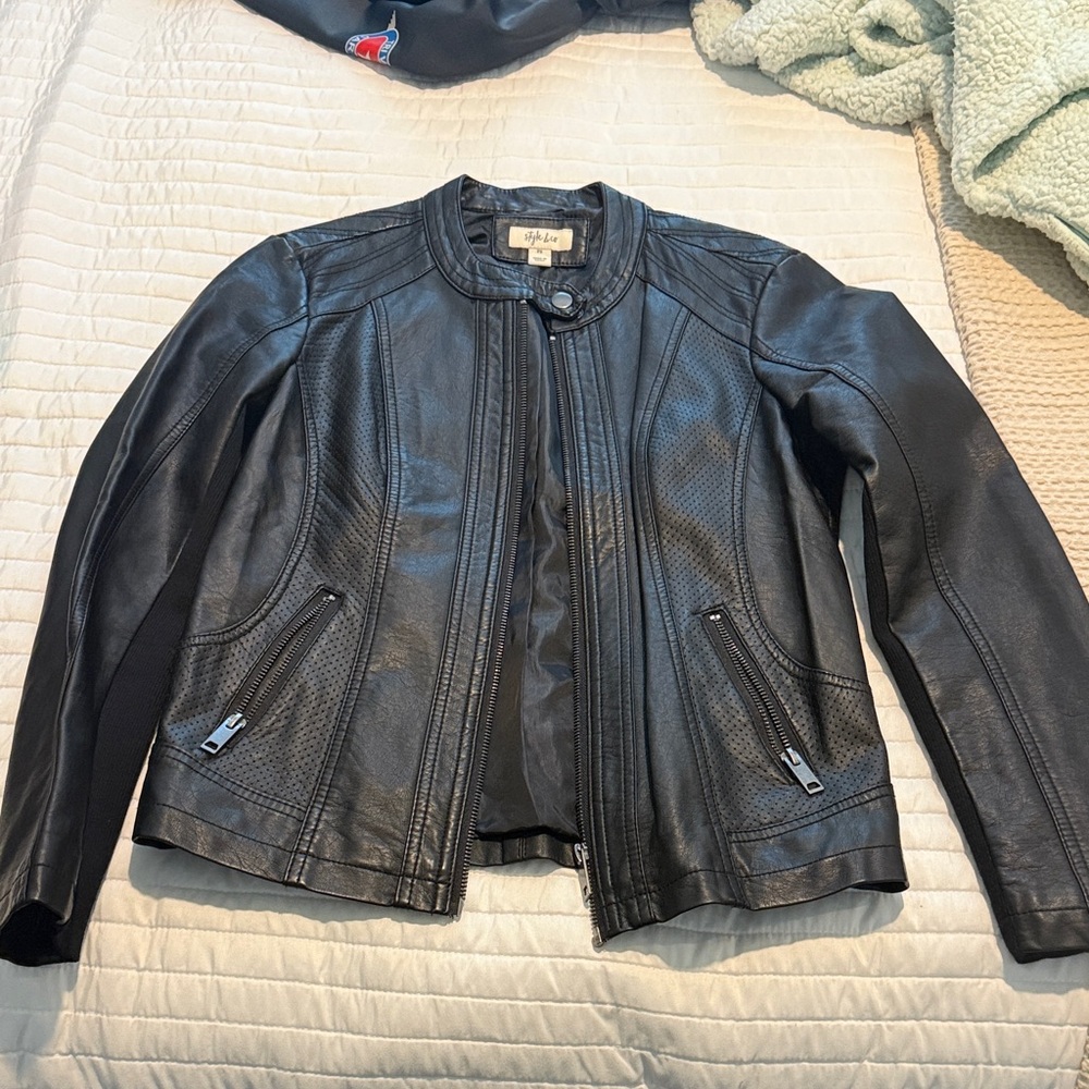 Style & Co. Black Leather Jacket